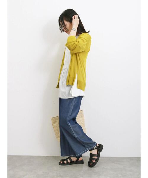 Samansa Mos2 blue（サマンサモスモスブルー）の「【接触冷感】シアーVネックカーディガン（カーディガン/ボレロ・レディース・イエロー/ブラック/グリーン/シルバーグレー・F）」の18枚目の写真