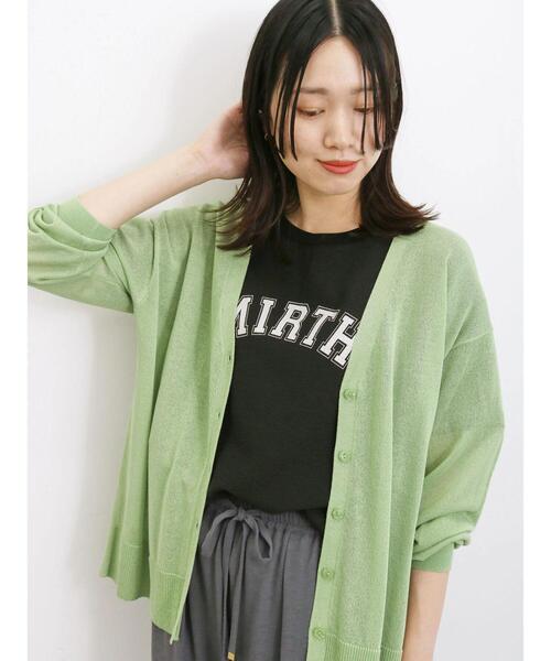 Samansa Mos2 blue（サマンサモスモスブルー）の「【接触冷感】シアーVネックカーディガン（カーディガン/ボレロ・レディース・イエロー/ブラック/グリーン/シルバーグレー・F）」の19枚目の写真