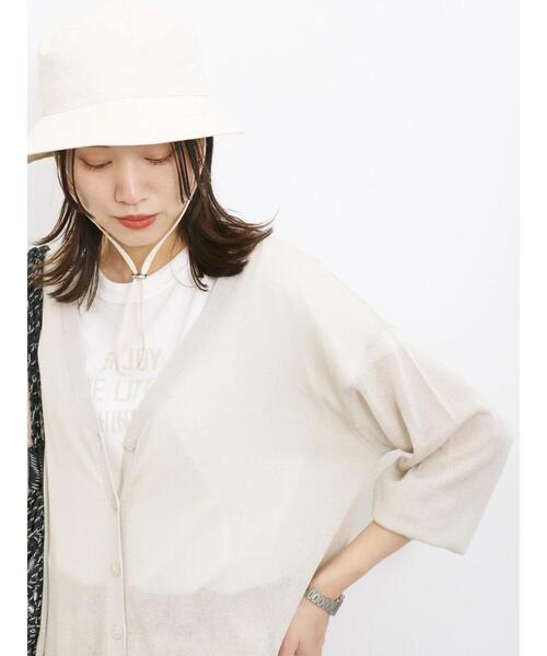 Samansa Mos2 blue（サマンサモスモスブルー）の「【接触冷感】シアーVネックカーディガン（カーディガン/ボレロ・レディース・イエロー/ブラック/グリーン/シルバーグレー・F）」の12枚目の写真