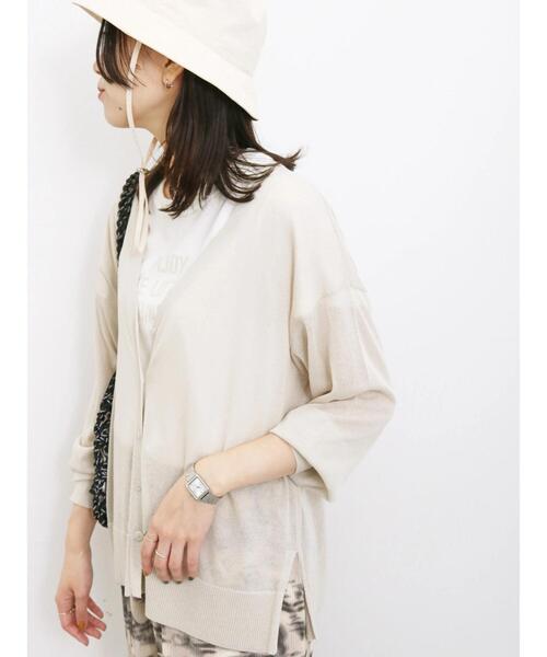 Samansa Mos2 blue（サマンサモスモスブルー）の「【接触冷感】シアーVネックカーディガン（カーディガン/ボレロ・レディース・イエロー/ブラック/グリーン/シルバーグレー・F）」の13枚目の写真