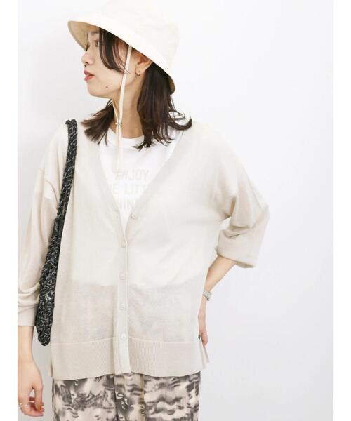 Samansa Mos2 blue（サマンサモスモスブルー）の「【接触冷感】シアーVネックカーディガン（カーディガン/ボレロ・レディース・イエロー/ブラック/グリーン/シルバーグレー・F）」の15枚目の写真