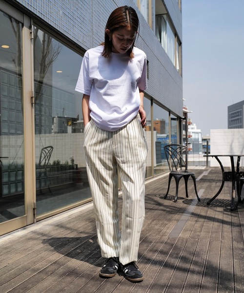BANKS(バンクス)の「WOVEN/BANKS(バンクス)ワイドシルエットストライプパターンロングパンツ(その他パンツ・メンズ・オリーブ/オフホワイト・SMALL/MEDIUM)」の4枚目の写真