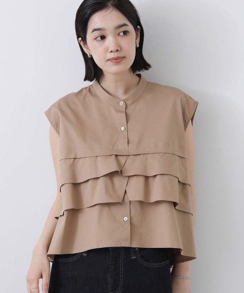 Gready Brilliant（グレディブリリアン）の「ティアードフリルＦＲブラウス（シャツ/ブラウス・レディース・キャメル/サックスブルー/オフホワイト・38）」の3枚目の写真