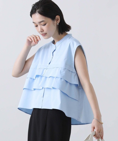 Gready Brilliant（グレディブリリアン）の「ティアードフリルＦＲブラウス（シャツ/ブラウス・レディース・キャメル/サックスブルー/オフホワイト・38）」の15枚目の写真