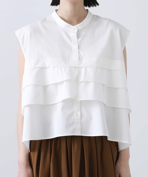 Gready Brilliant（グレディブリリアン）の「ティアードフリルＦＲブラウス（シャツ/ブラウス・レディース・キャメル/サックスブルー/オフホワイト・38）」の12枚目の写真