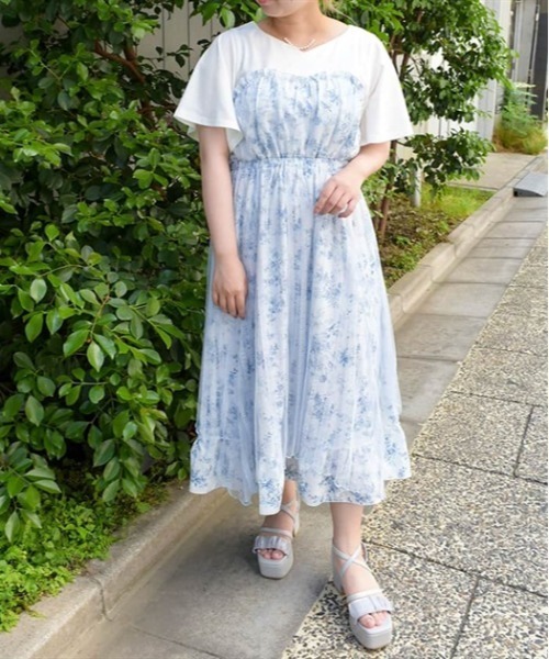 Sixh箔プリントレイヤードチュニックワンピース Sixh箔プリントレイヤードチュニックワンピース - トップス