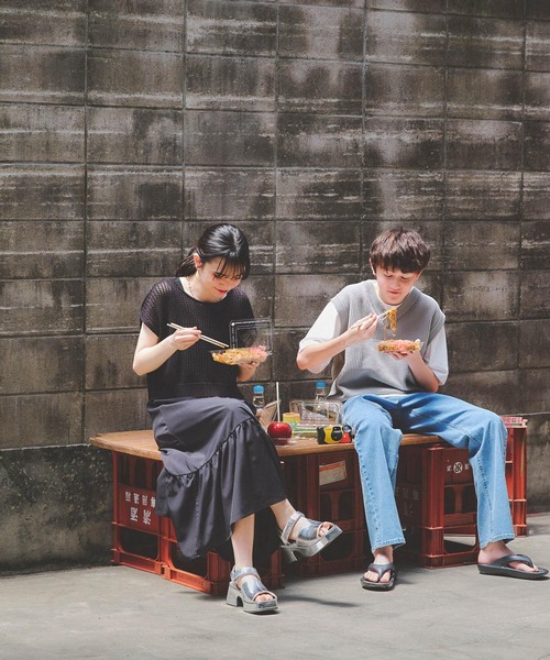 GLOBAL WORK(グローバルワーク)の「2SETニット*キャミワンピース/AND YUA ANY/128532(ワンピース・キッズ・ブラック/ブルー・150cm/160cm)」の4枚目の写真