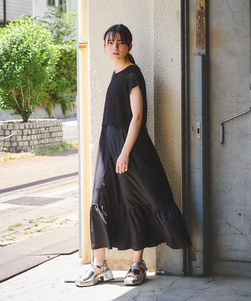 GLOBAL WORK(グローバルワーク)の「2SETニット*キャミワンピース/AND YUA ANY/128532(ワンピース・キッズ・ブラック/ブルー・150cm/160cm)」の8枚目の写真