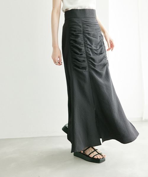 ROPE' PICNIC（ロペピクニック）の「サイドドレープスカート（スカート・レディース・ブラウン/チャコールグレー・38/36）」の6枚目の写真