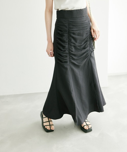 ROPE' PICNIC（ロペピクニック）の「サイドドレープスカート（スカート・レディース・ブラウン/チャコールグレー・38/36）」の7枚目の写真