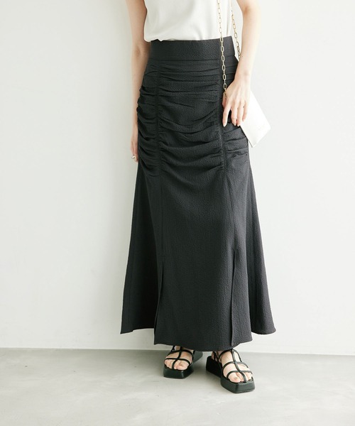 ROPE' PICNIC（ロペピクニック）の「サイドドレープスカート（スカート・レディース・ブラウン/チャコールグレー・38/36）」の8枚目の写真