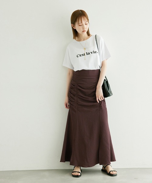 ROPE' PICNIC（ロペピクニック）の「サイドドレープスカート（スカート・レディース・ブラウン/チャコールグレー・38/36）」の9枚目の写真