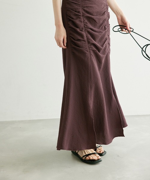 ROPE' PICNIC（ロペピクニック）の「サイドドレープスカート（スカート・レディース・ブラウン/チャコールグレー・38/36）」の12枚目の写真
