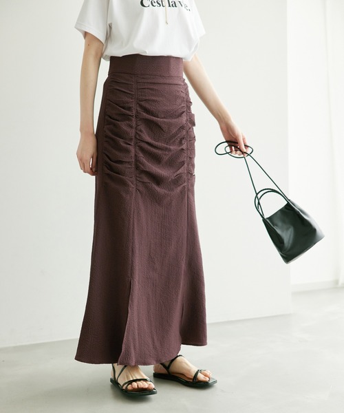 ROPE' PICNIC（ロペピクニック）の「サイドドレープスカート（スカート・レディース・ブラウン/チャコールグレー・38/36）」の13枚目の写真