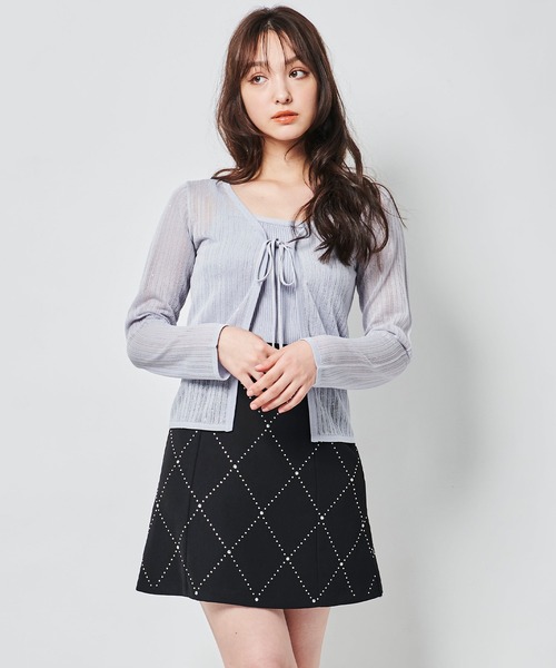 31 Sons de mode(トランテアン ソン ドゥ モード)の「ラインストーンミニスカショーパン(その他パンツ・レディース・ベージュ/ブラック・36/38)」の4枚目の写真