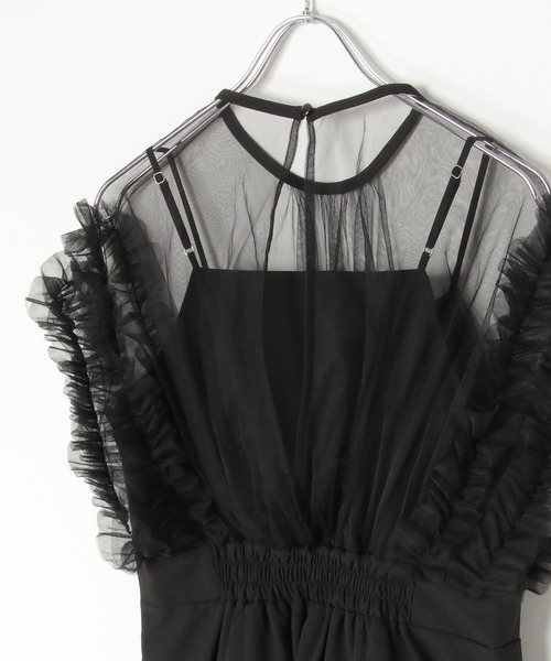 notch.（ノッチ）の「チュールフリルオールインワン（つなぎ/オールインワン・レディース・ブラック/ベージュ/グレー・M）」の9枚目の写真