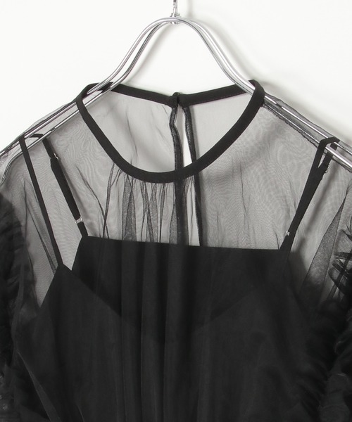 notch.（ノッチ）の「チュールフリルオールインワン（つなぎ/オールインワン・レディース・ブラック/ベージュ/グレー・M）」の7枚目の写真