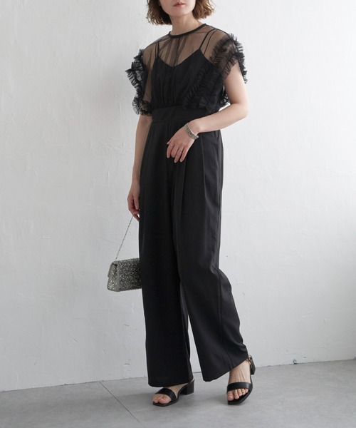 notch.（ノッチ）の「チュールフリルオールインワン（つなぎ/オールインワン・レディース・ブラック/ベージュ/グレー・M）」の18枚目の写真