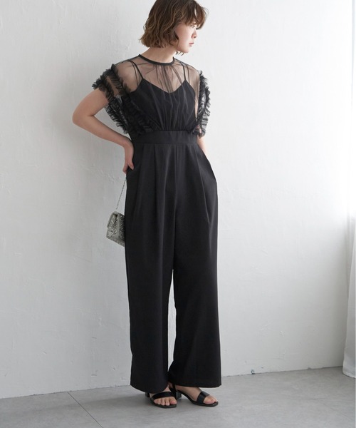 notch.（ノッチ）の「チュールフリルオールインワン（つなぎ/オールインワン・レディース・ブラック/ベージュ/グレー・M）」の19枚目の写真