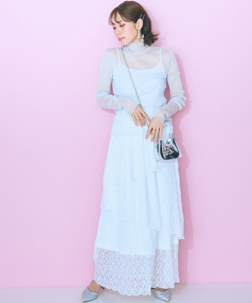 marun（マルン）の「＜大きいサイズ＞ レースティアードスカート marun（スカート・レディース・アイボリー/モカ・LL/3L/4L/5L/L）」の9枚目の写真