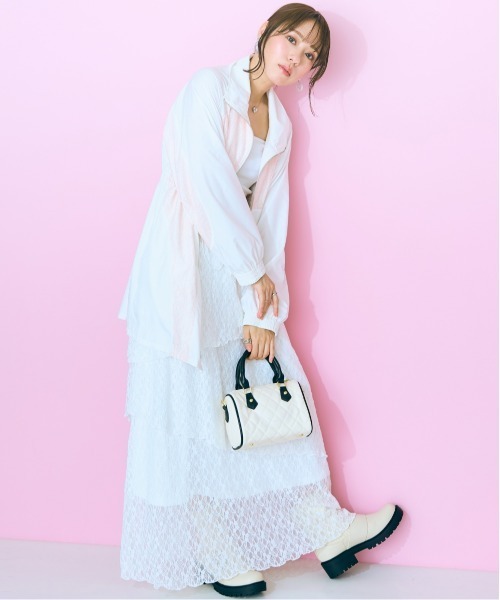 marun（マルン）の「＜大きいサイズ＞ レースティアードスカート marun（スカート・レディース・アイボリー/モカ・LL/3L/4L/5L/L）」の4枚目の写真