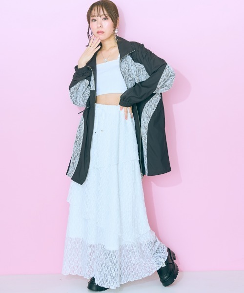 marun（マルン）の「＜大きいサイズ＞ レースティアードスカート marun（スカート・レディース・アイボリー/モカ・LL/3L/4L/5L/L）」の7枚目の写真