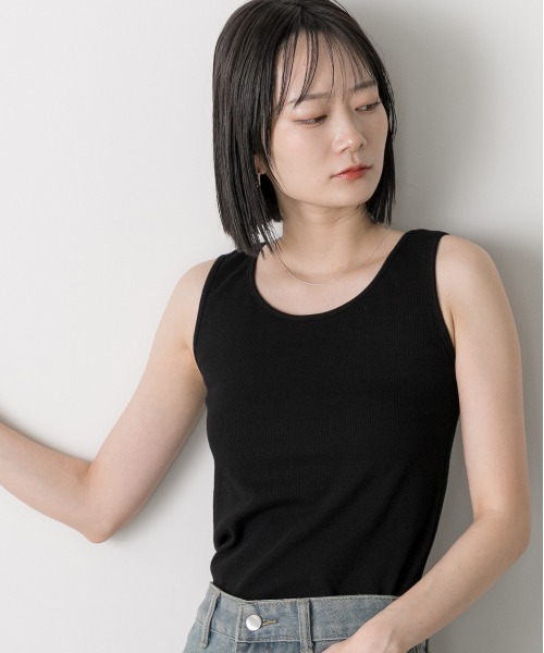 ad thie(アドティエ)の「クルーネック タンクトップ(タンクトップ・レディース・オフホワイト/ブラック・LARGE/MEDIUM)」の11枚目の写真