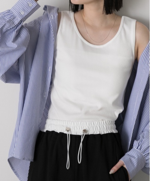 ad thie(アドティエ)の「クルーネック タンクトップ(タンクトップ・レディース・オフホワイト/ブラック・LARGE/MEDIUM)」の5枚目の写真