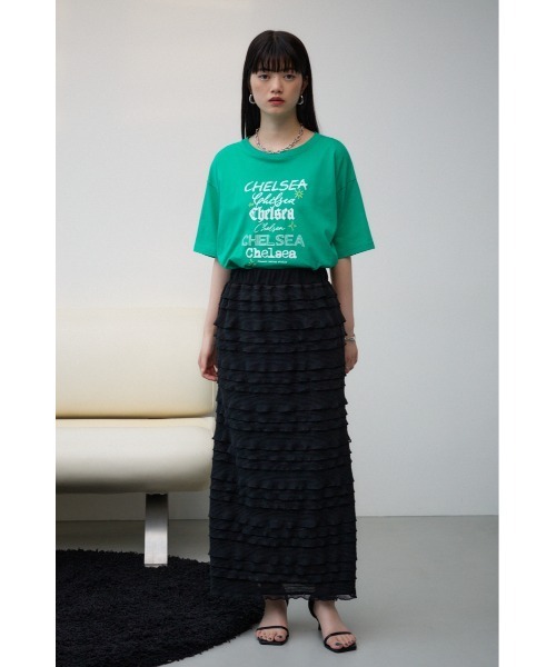 AZUL by moussy（アズールバイマウジー）の「リピートロゴＴシャツ（Tシャツ/カットソー・レディース・オフホワイト/ライトグリーン/チャコールグレー/ブラック・MEDIUM/SMALL）」の16枚目の写真