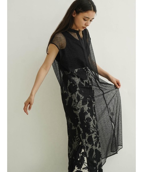 FIKA.（フィーカ）の「Sheer sleeveless skipper dress（ワンピース・レディース・ライム/ブラック/オフホワイト・MEDIUM）」の2枚目の写真