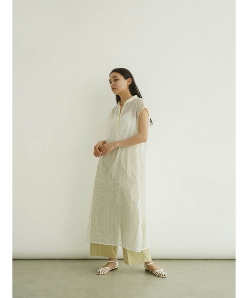 FIKA.（フィーカ）の「Sheer sleeveless skipper dress（ワンピース・レディース・ライム/ブラック/オフホワイト・MEDIUM）」の5枚目の写真