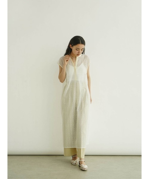 FIKA.（フィーカ）の「Sheer sleeveless skipper dress（ワンピース・レディース・ライム/ブラック/オフホワイト・MEDIUM）」の6枚目の写真