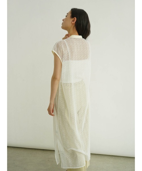 FIKA.（フィーカ）の「Sheer sleeveless skipper dress（ワンピース・レディース・ライム/ブラック/オフホワイト・MEDIUM）」の8枚目の写真