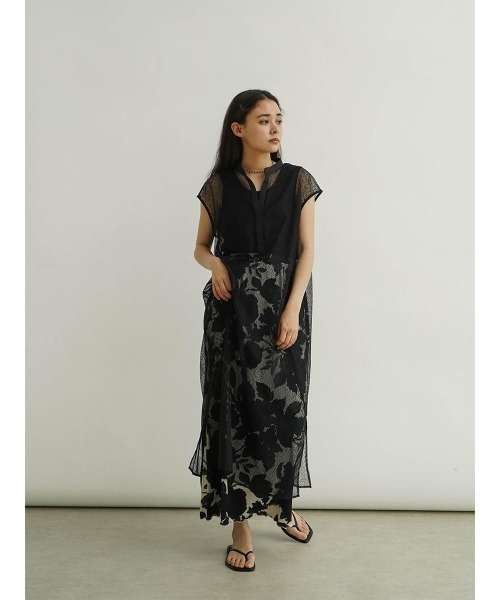 FIKA.（フィーカ）の「Sheer sleeveless skipper dress（ワンピース・レディース・ライム/ブラック/オフホワイト・MEDIUM）」の11枚目の写真