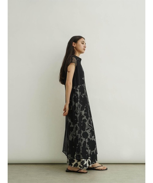 FIKA.（フィーカ）の「Sheer sleeveless skipper dress（ワンピース・レディース・ライム/ブラック/オフホワイト・MEDIUM）」の13枚目の写真