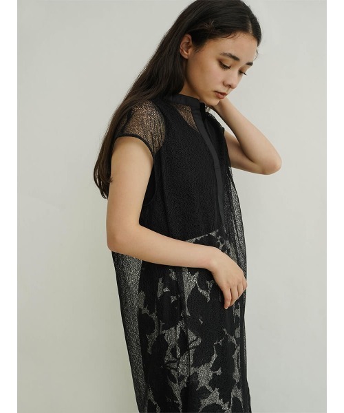 FIKA.（フィーカ）の「Sheer sleeveless skipper dress（ワンピース・レディース・ライム/ブラック/オフホワイト・MEDIUM）」の14枚目の写真