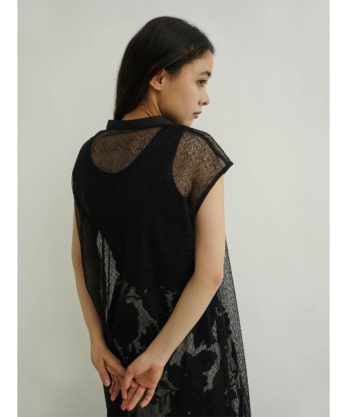 FIKA.（フィーカ）の「Sheer sleeveless skipper dress（ワンピース・レディース・ライム/ブラック/オフホワイト・MEDIUM）」の15枚目の写真