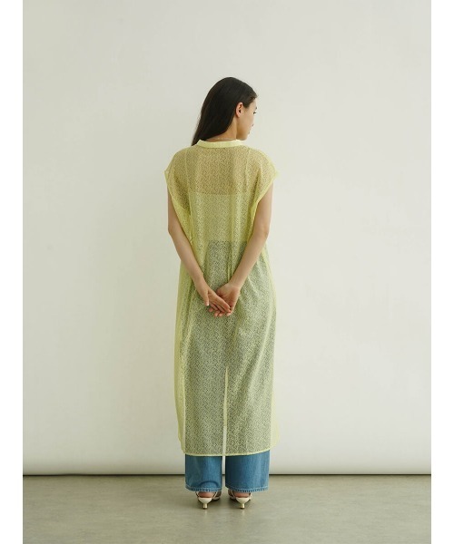 FIKA.（フィーカ）の「Sheer sleeveless skipper dress（ワンピース・レディース・ライム/ブラック/オフホワイト・MEDIUM）」の17枚目の写真