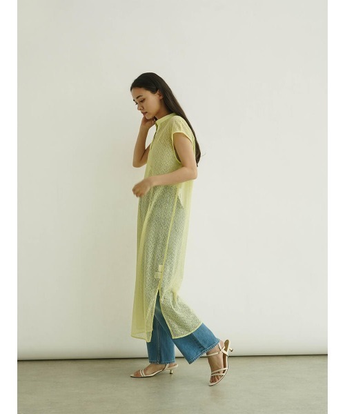 FIKA.（フィーカ）の「Sheer sleeveless skipper dress（ワンピース・レディース・ライム/ブラック/オフホワイト・MEDIUM）」の18枚目の写真