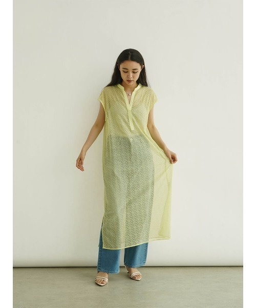 FIKA.（フィーカ）の「Sheer sleeveless skipper dress（ワンピース・レディース・ライム/ブラック/オフホワイト・MEDIUM）」の19枚目の写真