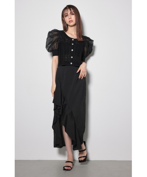 rienda（リエンダ）の「2WAYシアーラメニットカーディガン 春服（カーディガン/ボレロ・レディース・ブラック/ライトピンク/ホワイト・FREE）」の4枚目の写真