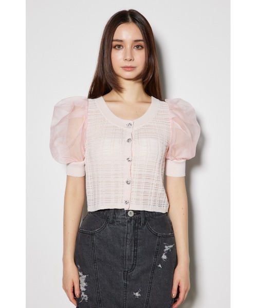 rienda（リエンダ）の「2WAYシアーラメニットカーディガン 春服（カーディガン/ボレロ・レディース・ブラック/ライトピンク/ホワイト・FREE）」の12枚目の写真