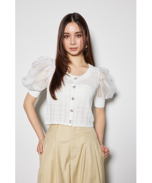 rienda（リエンダ）の「2WAYシアーラメニットカーディガン 春服（カーディガン/ボレロ・レディース・ブラック/ライトピンク/ホワイト・FREE）」の19枚目の写真