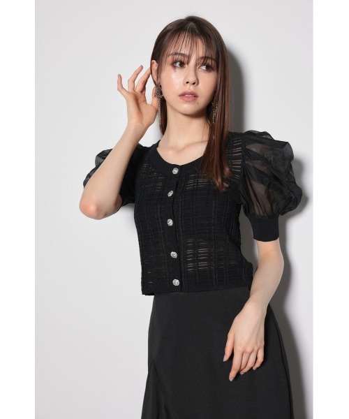 rienda（リエンダ）の「2WAYシアーラメニットカーディガン 春服（カーディガン/ボレロ・レディース・ブラック/ライトピンク/ホワイト・FREE）」の5枚目の写真