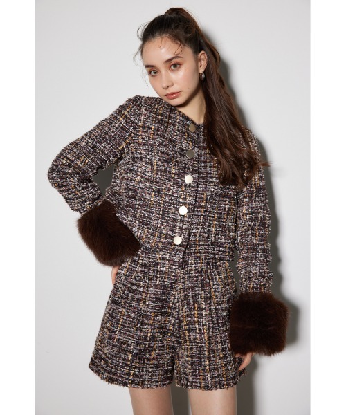 rienda（リエンダ）の「2WAY袖フェイクファーツイードジャケット