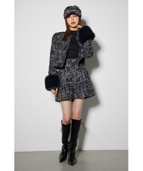 rienda 2WAY袖フェイクファーツイードジャケット rienda｜2WAY袖フェイクファーツイードジャケット | Rakuten