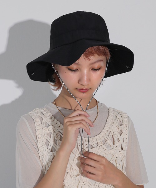 【極美品】　シャポードオー　ボア素材　バケットハット　ホワイト　ロゴ付き ハット バケットハット アニマル 刺繍 ウォッシュ コットン 無地