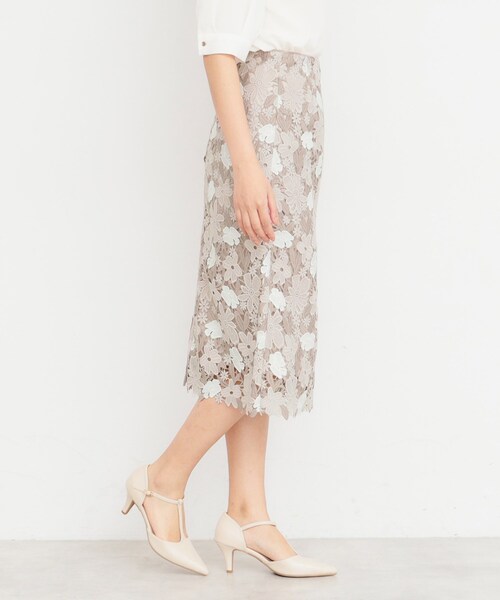 index(インデックス)の「◆フラワーレースタイトスカート【洗濯機洗い可】(スカート・レディース・ネイビー/ピンク系その他/ベージュ系その他4・42/40/38/36/34)」の6枚目の写真