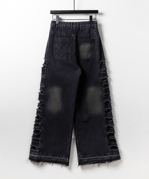 BADWAY ブラック ダメージワイドパンツ BADWAY OFFICIAL ONLINE STORE – YZ