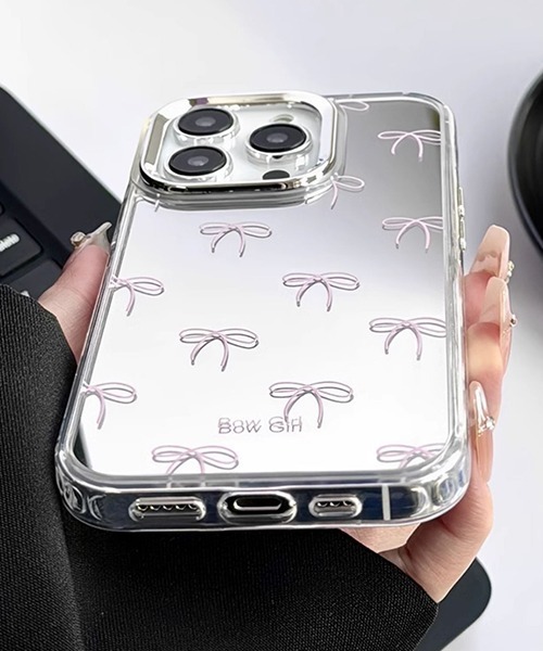 リボン ミラータイプ iPhoneカバー アイフォンケース ipc715